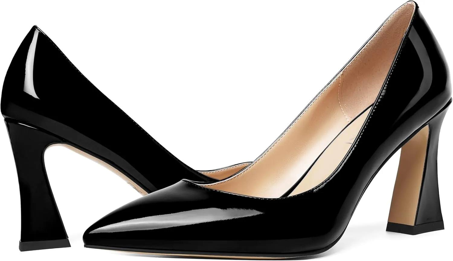 SHOWFOREST Womens Sexy Wedding Pointed Toe Slip On Patent Spool High Heel Pumps Shoes 3.3 Inch