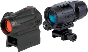 SIG SAUER Romeo-MSR Gen II 1x20mm 2 MOA Red Dot Sight & 3x22mm JULIET3-Micro Magnifier Combo Kit | Durable Waterproof Adjustable Shooting Gun Optic Package
