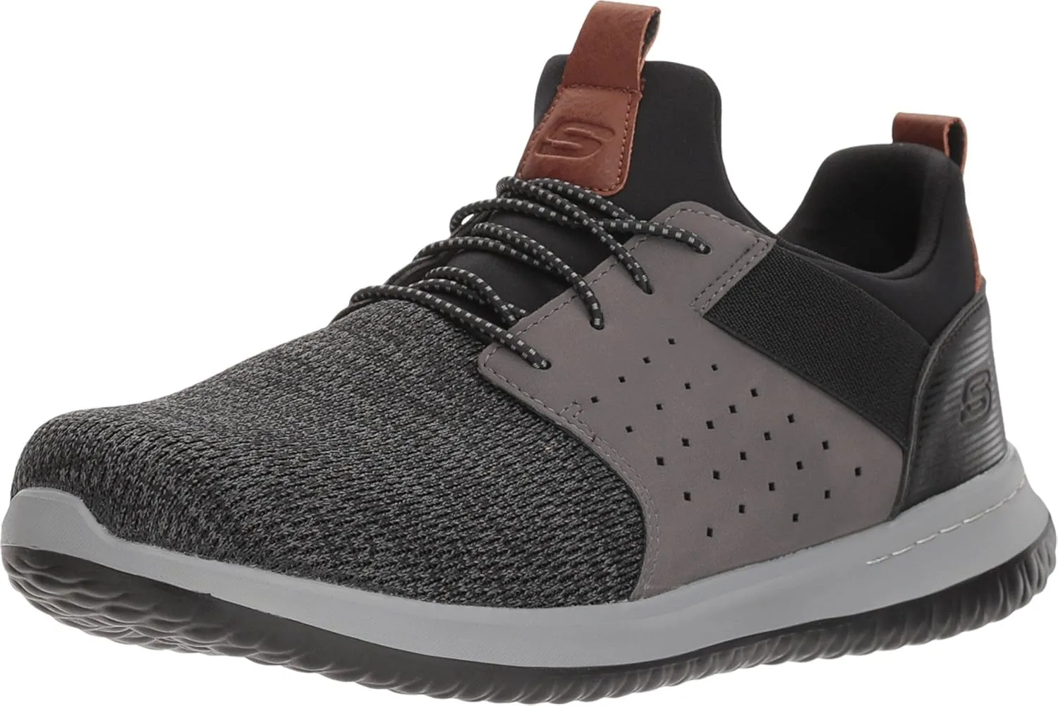 Skechers Men's Classic Fit-Delson-Camden Sneaker, Black/Grey, 10.5