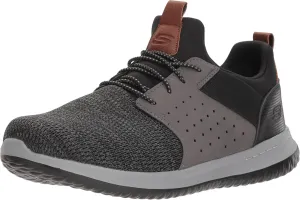 Skechers Men's Classic Fit-Delson-Camden Sneaker, Black/Grey, 10.5