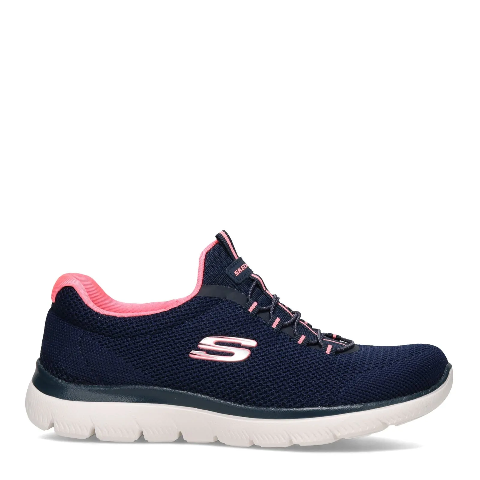 Skechers Women's Summits Cool Classic Sneaker 7.5 Wide Navy/Pink