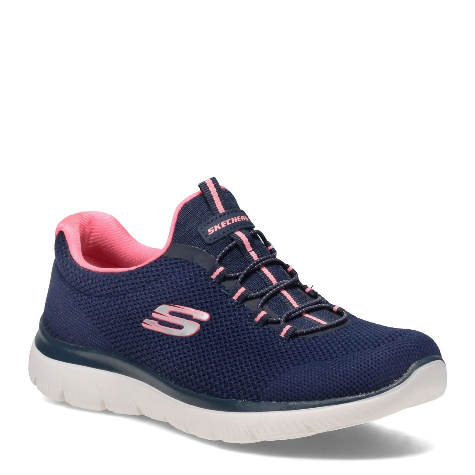Skechers Women's Summits Cool Classic Sneaker 7.5 Wide Navy/Pink