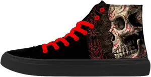 Skull Shoes for Men Fashion Sneaker High Top Skull Punk Rock Joker Print Shoes Black Shoes for Man Cool