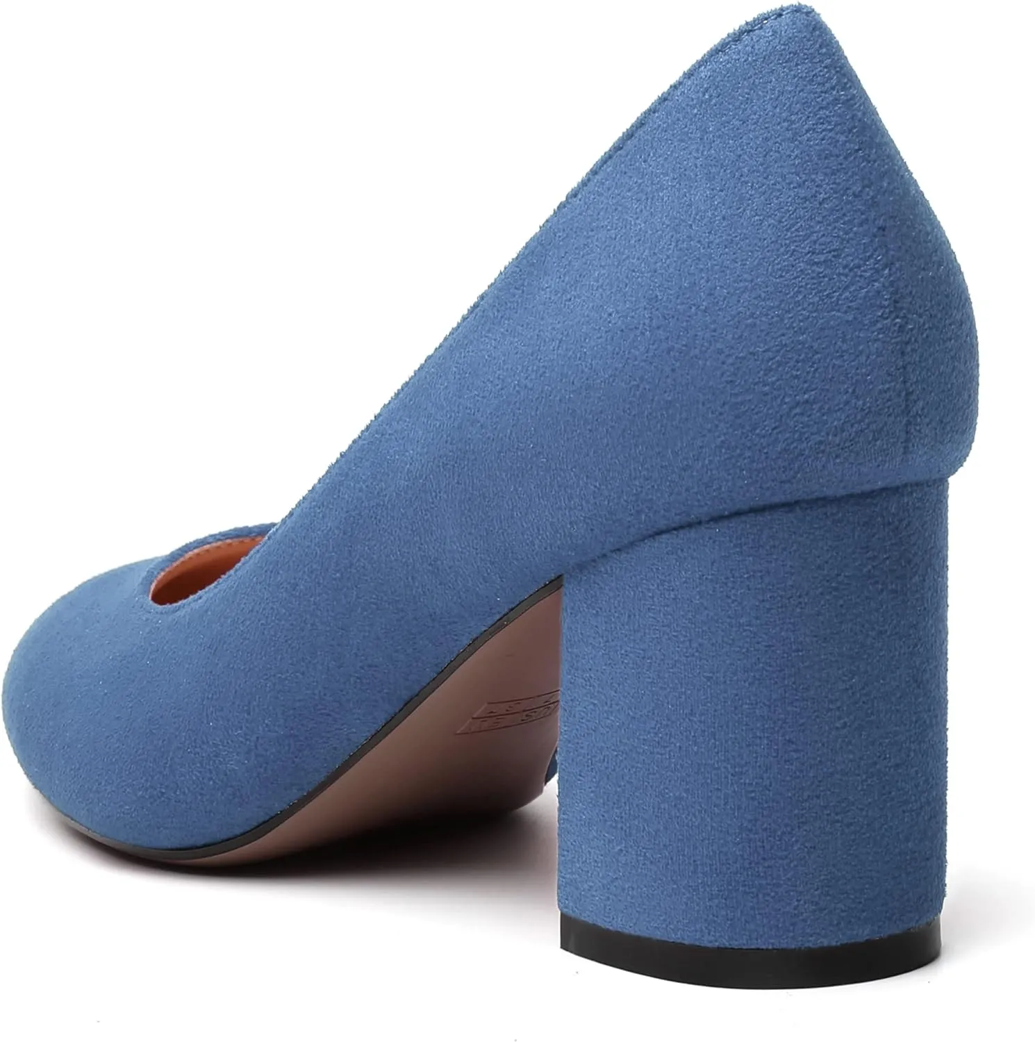 SKYSTERRY Womens Cute Round Toe Slip On Suede Wedding Block Mid Heel Pumps Shoes 2.5 Inch