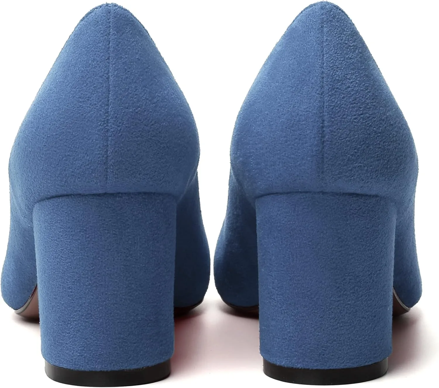 SKYSTERRY Womens Cute Round Toe Slip On Suede Wedding Block Mid Heel Pumps Shoes 2.5 Inch