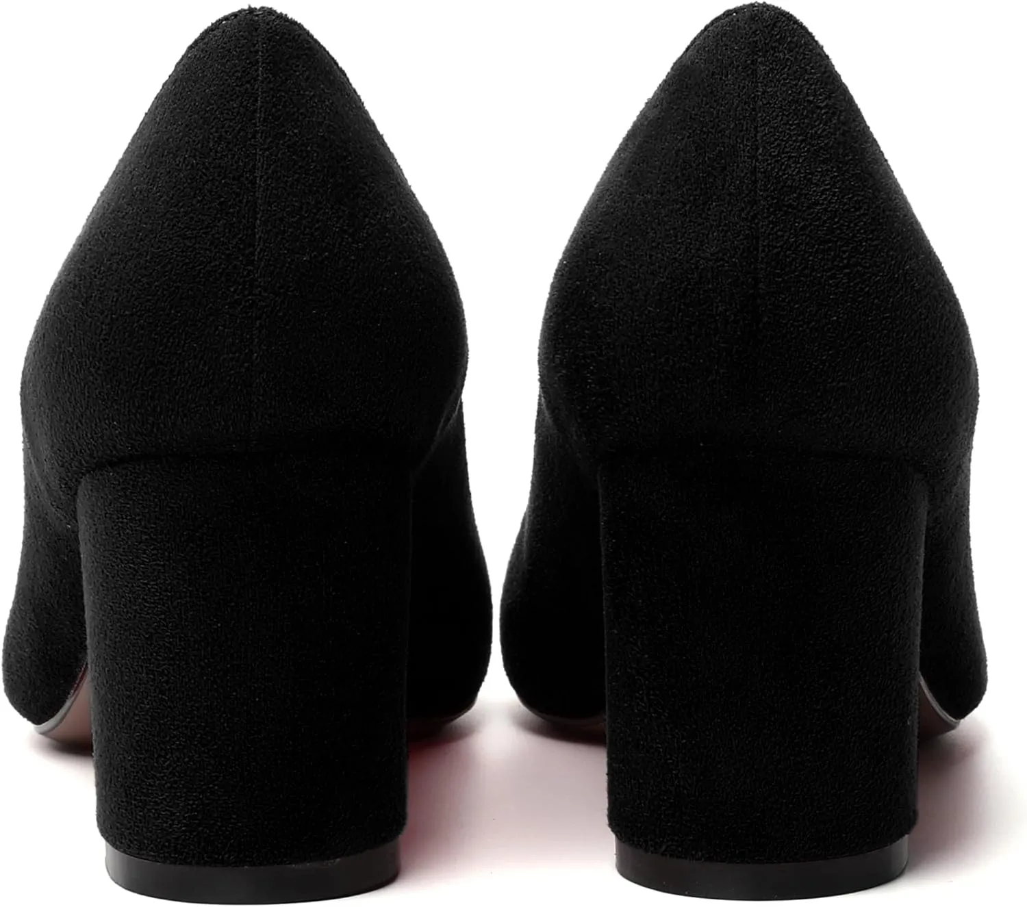 SKYSTERRY Womens Cute Round Toe Slip On Suede Wedding Block Mid Heel Pumps Shoes 2.5 Inch