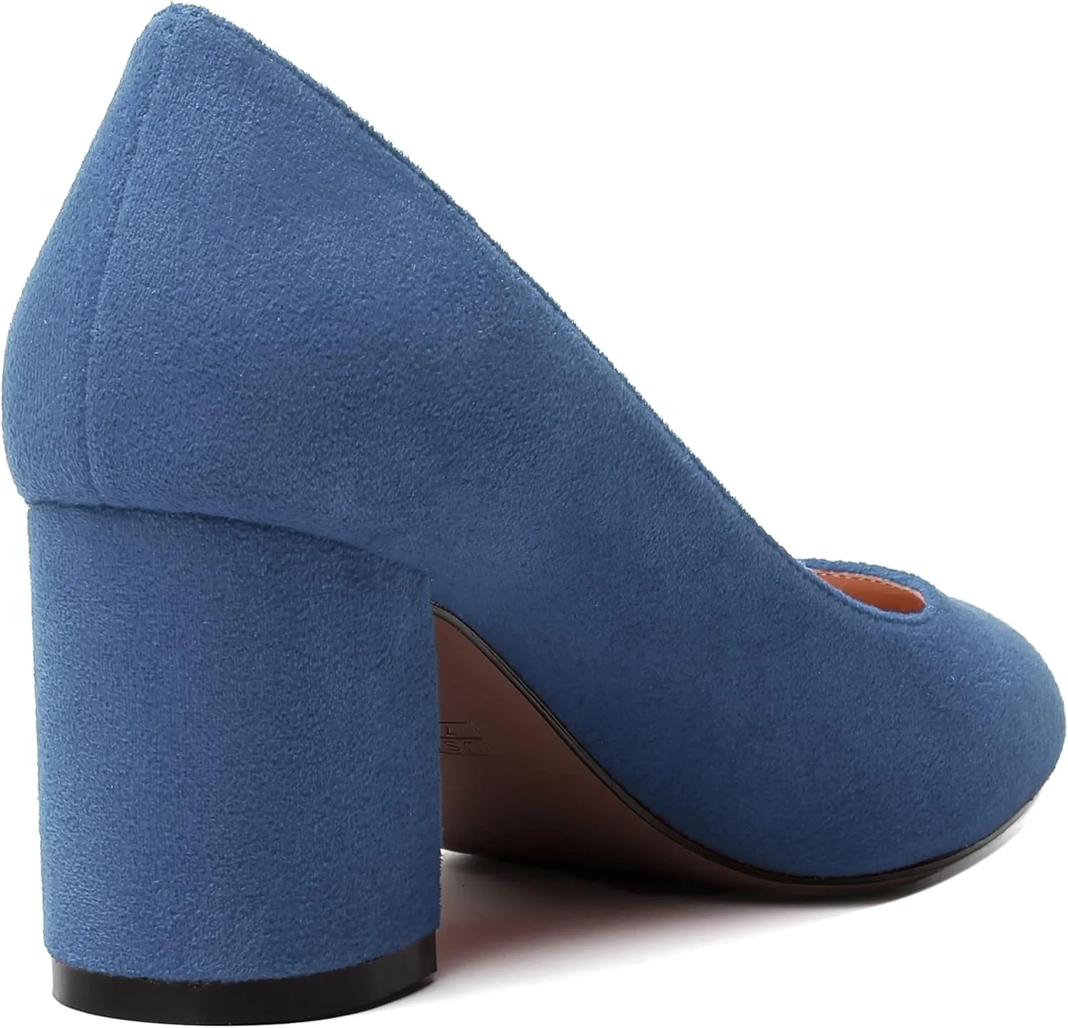 SKYSTERRY Womens Cute Round Toe Slip On Suede Wedding Block Mid Heel Pumps Shoes 2.5 Inch