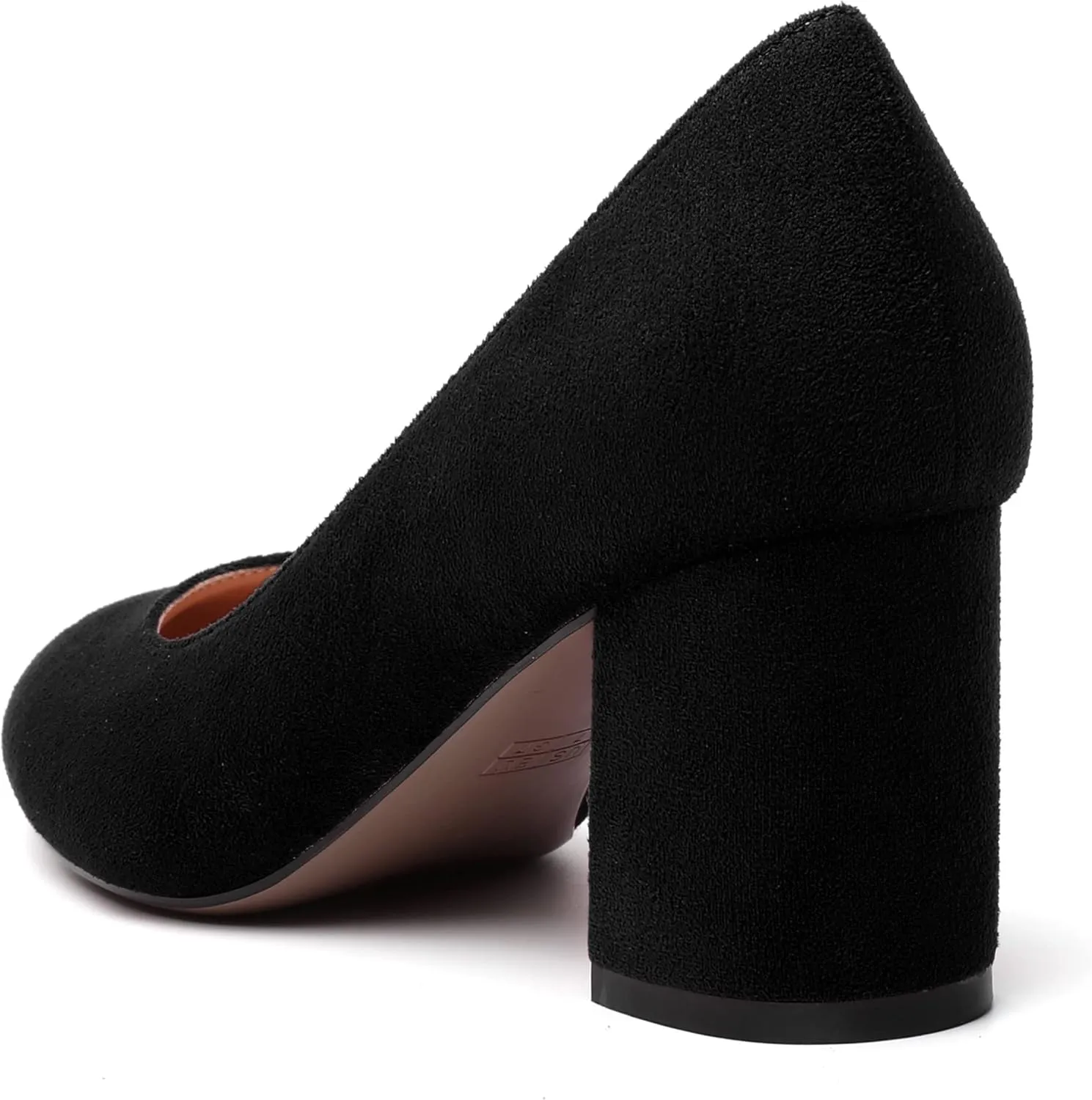SKYSTERRY Womens Cute Round Toe Slip On Suede Wedding Block Mid Heel Pumps Shoes 2.5 Inch