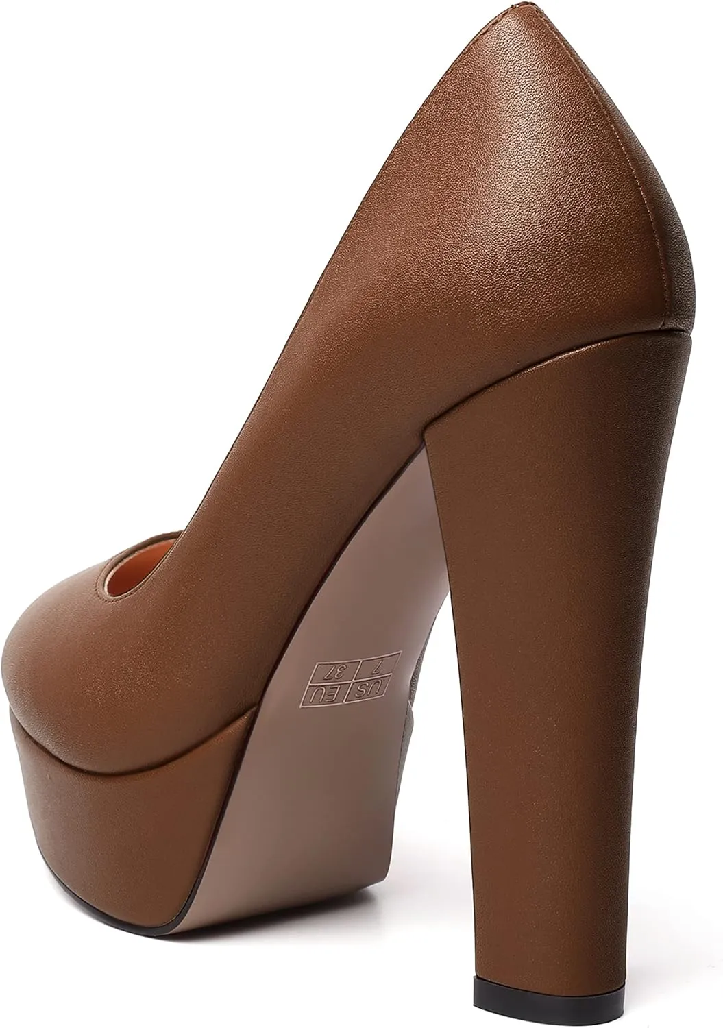 SKYSTERRY Womens Platform Dress Wedding Slip On Matte Round Toe Block High Heel Pumps Shoes 5 Inch