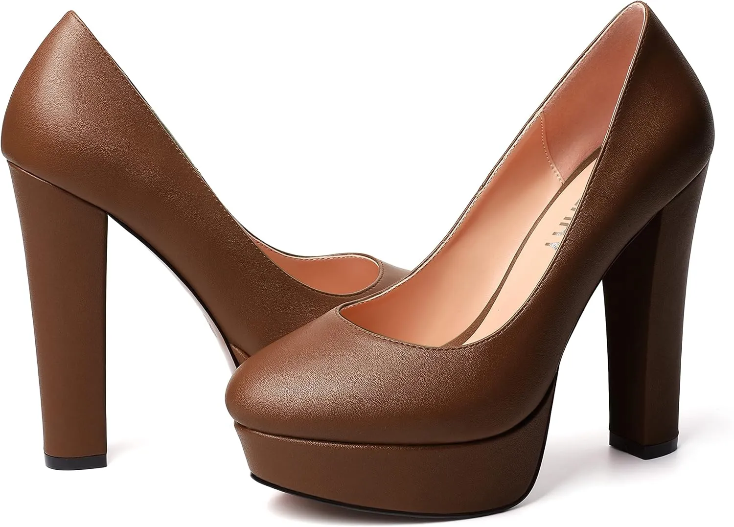 SKYSTERRY Womens Platform Dress Wedding Slip On Matte Round Toe Block High Heel Pumps Shoes 5 Inch