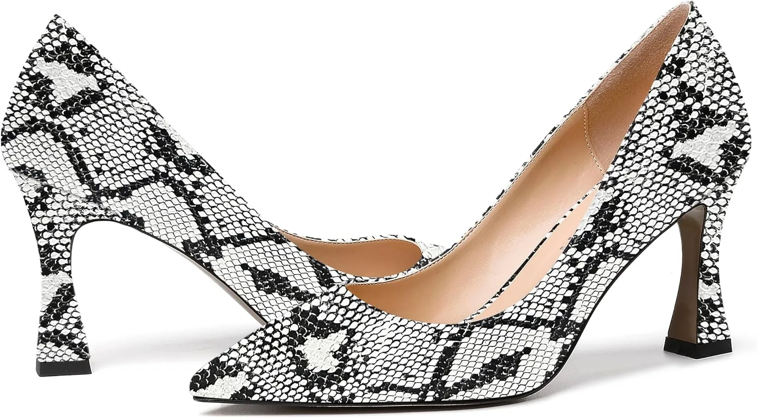 SKYSTERRY Women's Slip On Casual Patent Pointed Toe Office Spool High Heel Pumps Shoes 3.3 Inch
