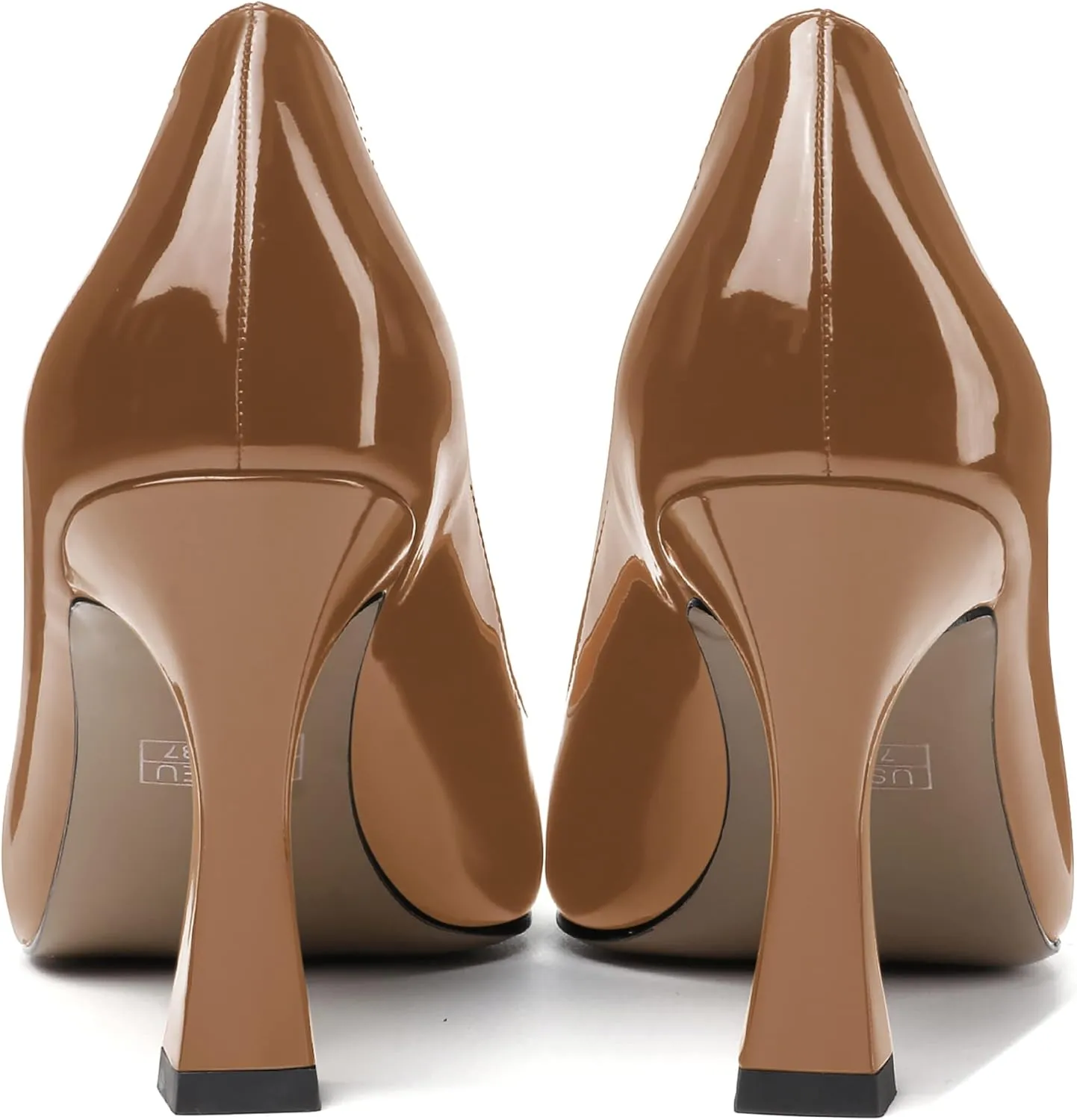 SKYSTERRY Women's Slip On Casual Patent Pointed Toe Office Spool High Heel Pumps Shoes 3.3 Inch