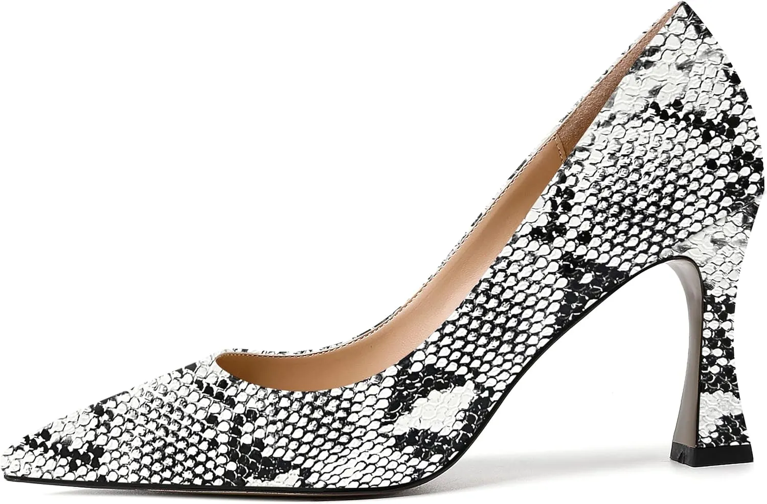 SKYSTERRY Women's Slip On Casual Patent Pointed Toe Office Spool High Heel Pumps Shoes 3.3 Inch