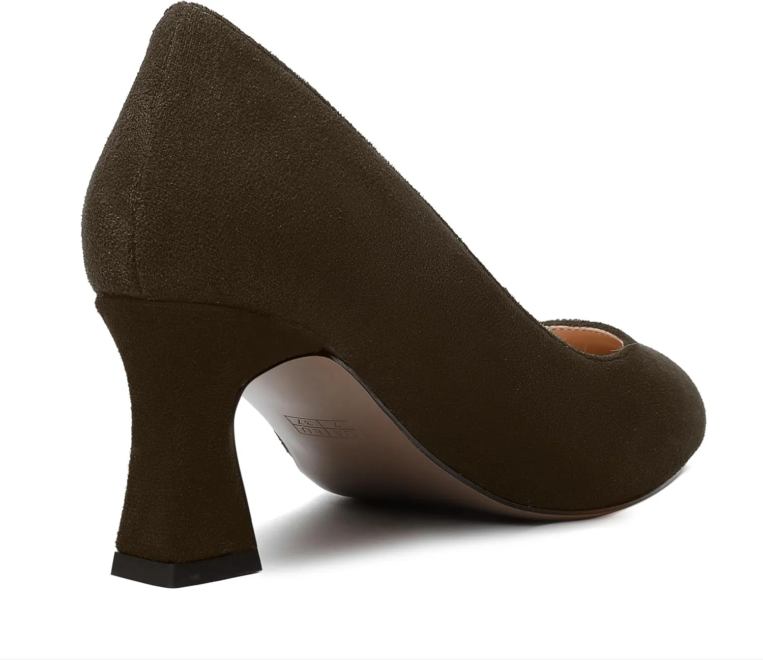 SKYSTERRY Womens Suede Slip On Round Toe Cute Evening Spool Mid Heel Pumps Shoes 2.5 Inch