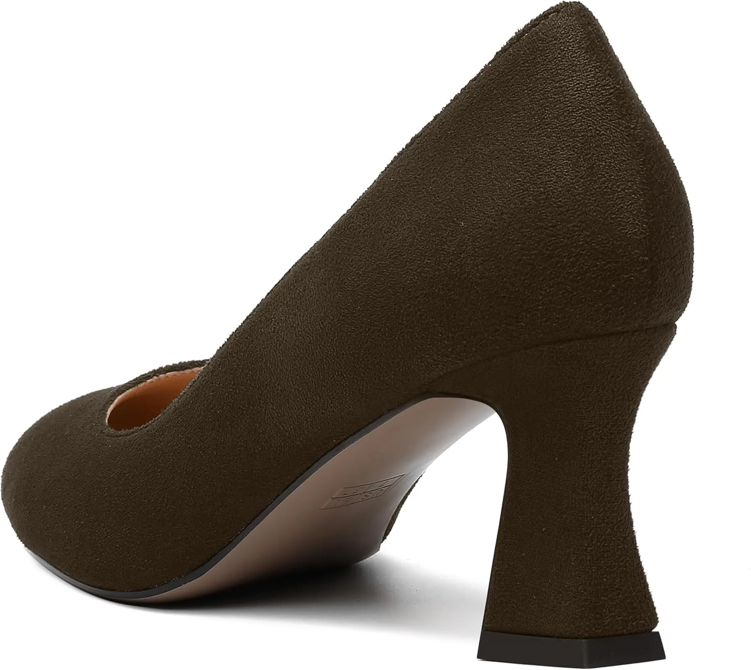 SKYSTERRY Womens Suede Slip On Round Toe Cute Evening Spool Mid Heel Pumps Shoes 2.5 Inch