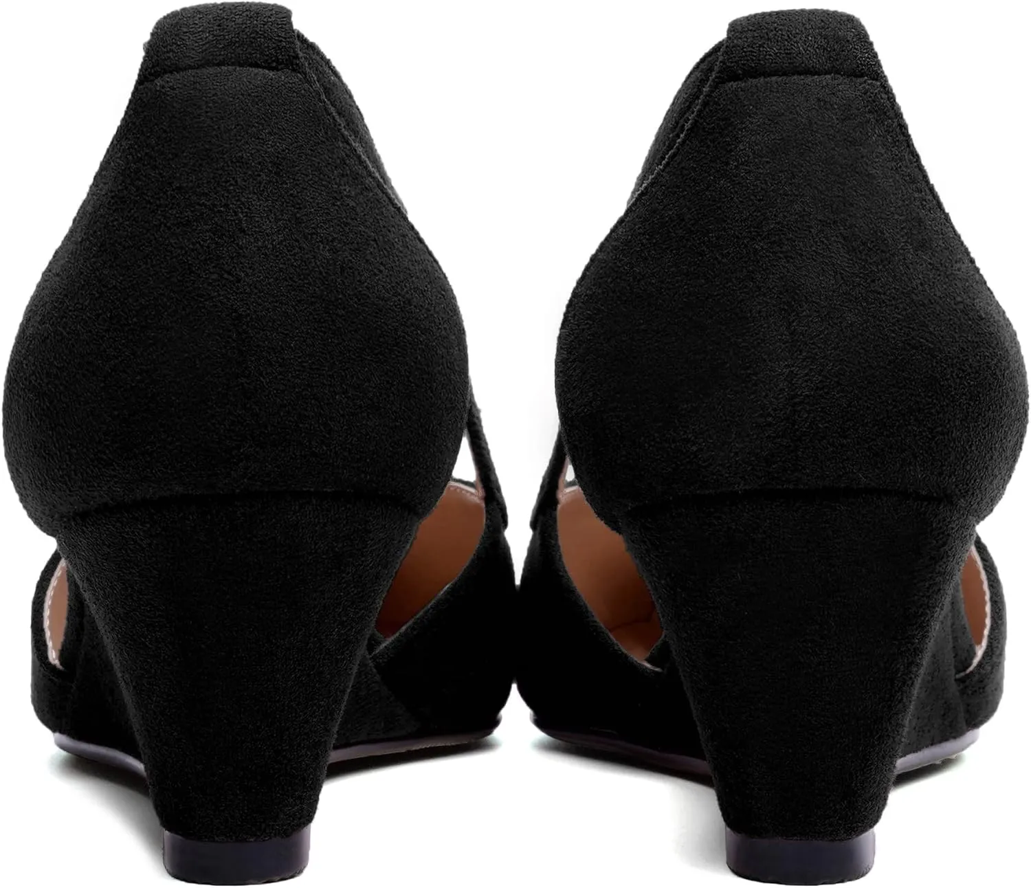 SKYSTERRY Womens Wedding Suede Slip On Pointed Toe Dress Wedge Low Heel Pumps Shoes 2 Inch