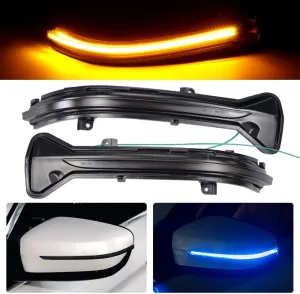 Smoked Lens Dynamic LED Side Mirror Turn Signal Light Indicator For BMW 3 5 6 7 8 Series G11 G12 G14 G15 G16 G20 G30 G38 M5 F90,Left Hand Drive (Blue Yellow)