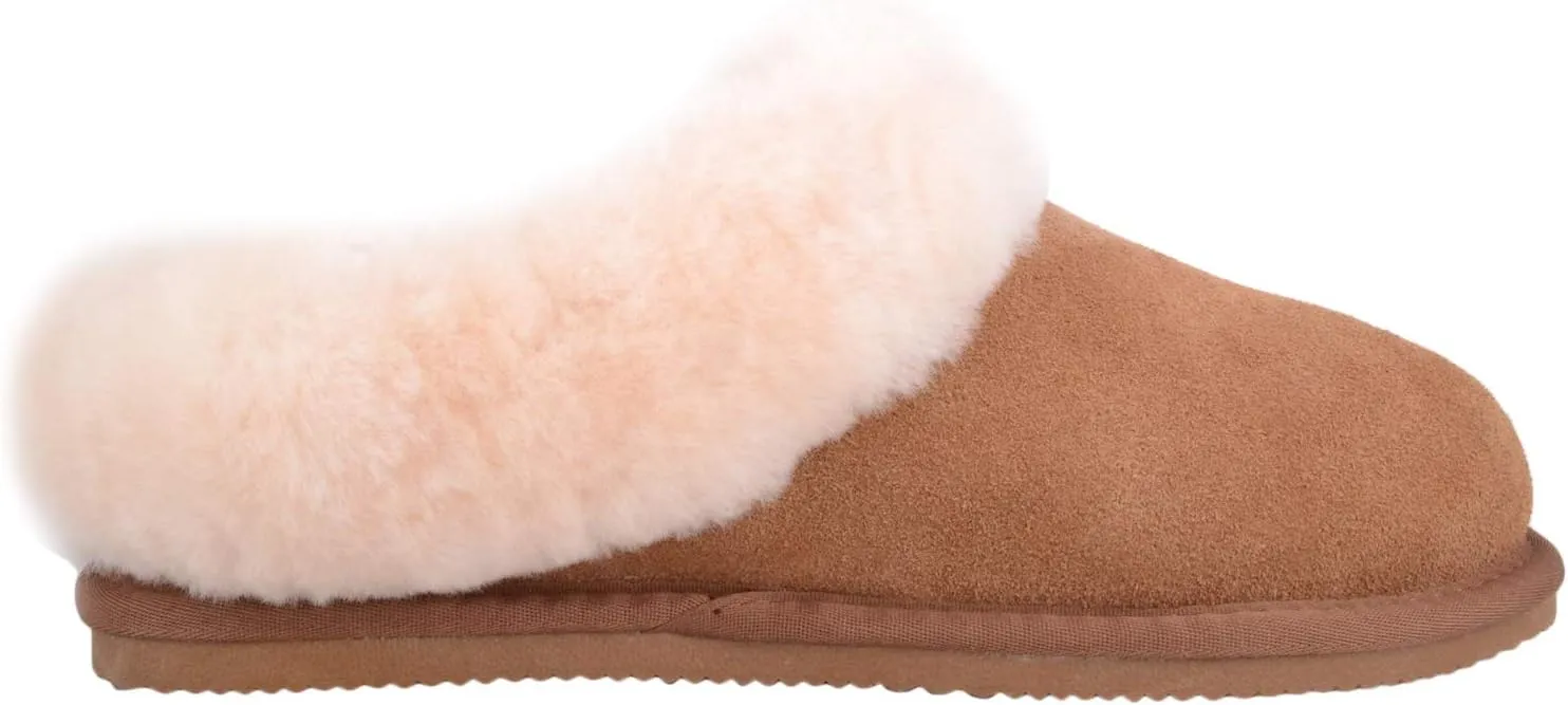 SNUGRUGS Women's Harriet Sheepskin Slipper Mule with Cuff