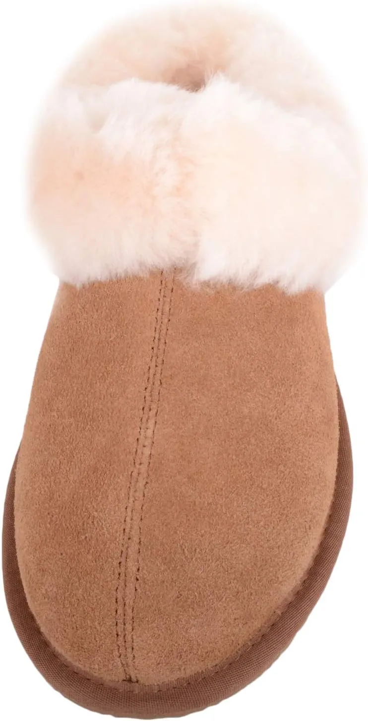 SNUGRUGS Women's Harriet Sheepskin Slipper Mule with Cuff