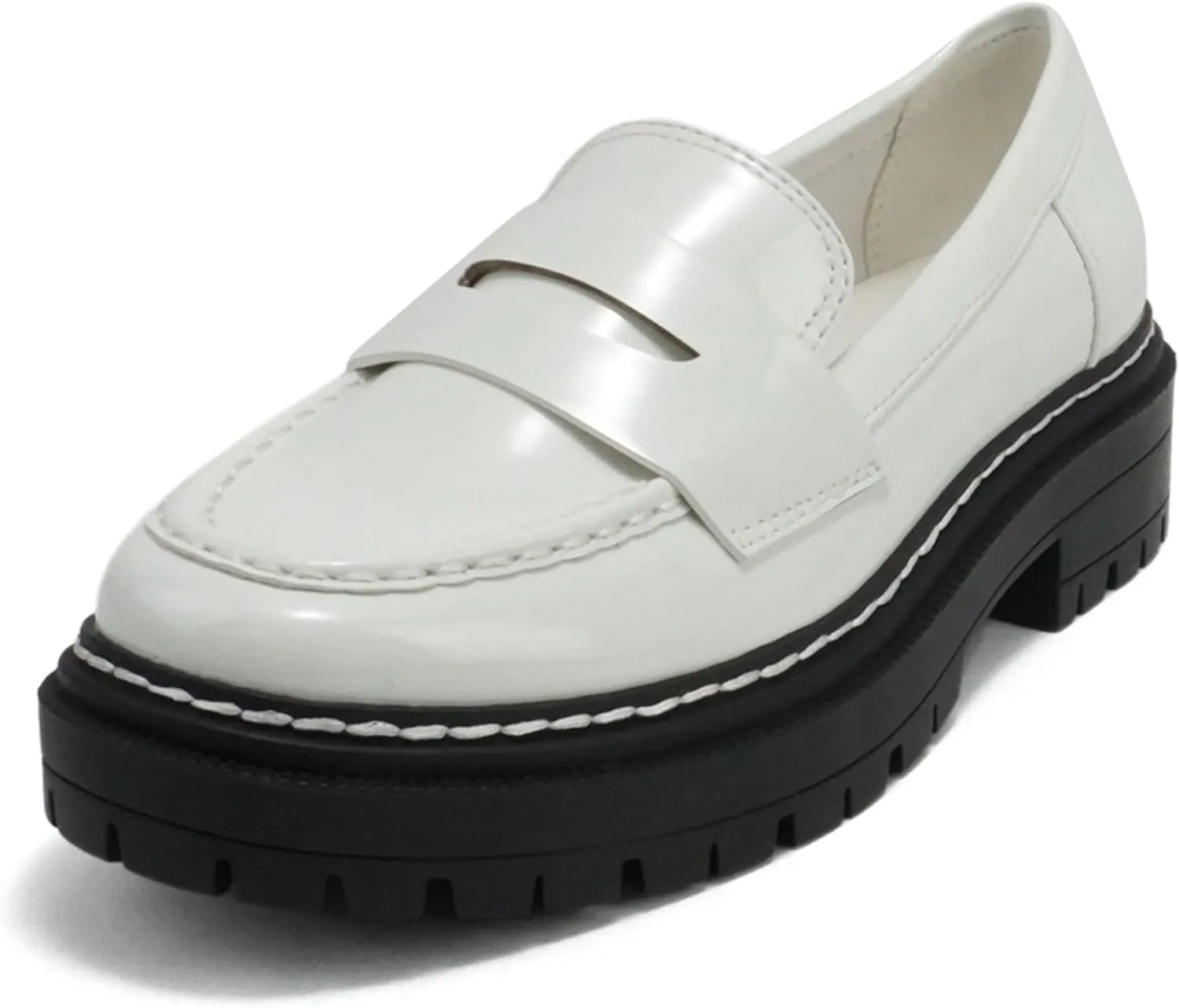 Soda “Eureka” ~ Women Slip On Platform Penny Loafer Lug Sole with Stitched Detail