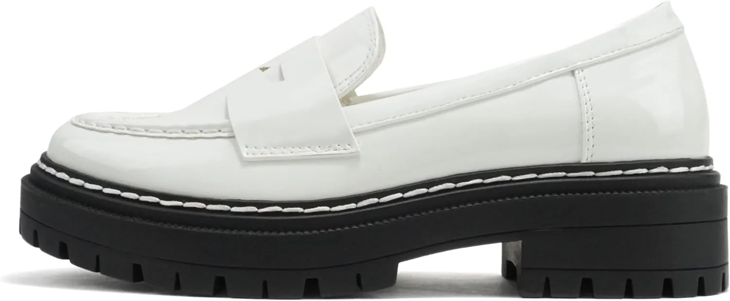 Soda “Eureka” ~ Women Slip On Platform Penny Loafer Lug Sole with Stitched Detail