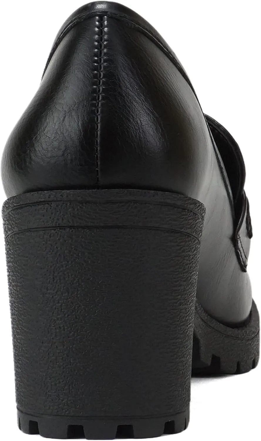 Soda “Kinder” ~ Women Slip On Chunky Mid Heel Lug Sole Penny Loafer Shoe
