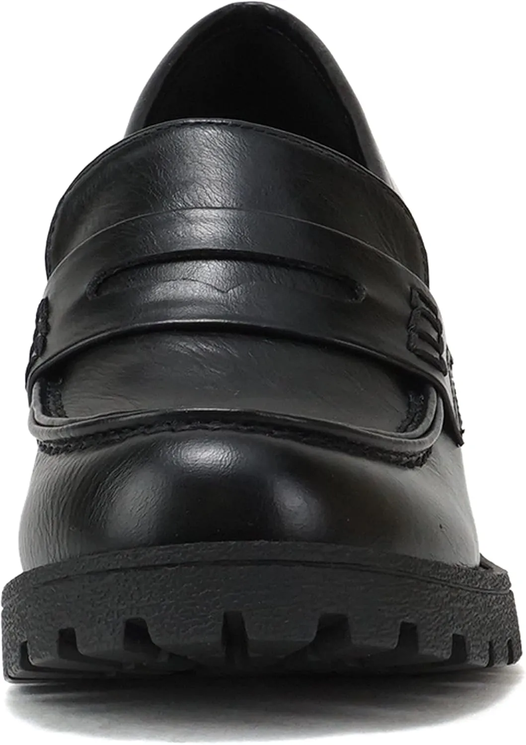 Soda “Kinder” ~ Women Slip On Chunky Mid Heel Lug Sole Penny Loafer Shoe