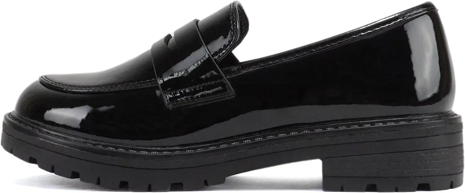 Soda “Raya-2” ~ Little Kids/Children/Girls Round Toe Stitch Detail Lug Sole Low Heel Penny Loafer Shoe