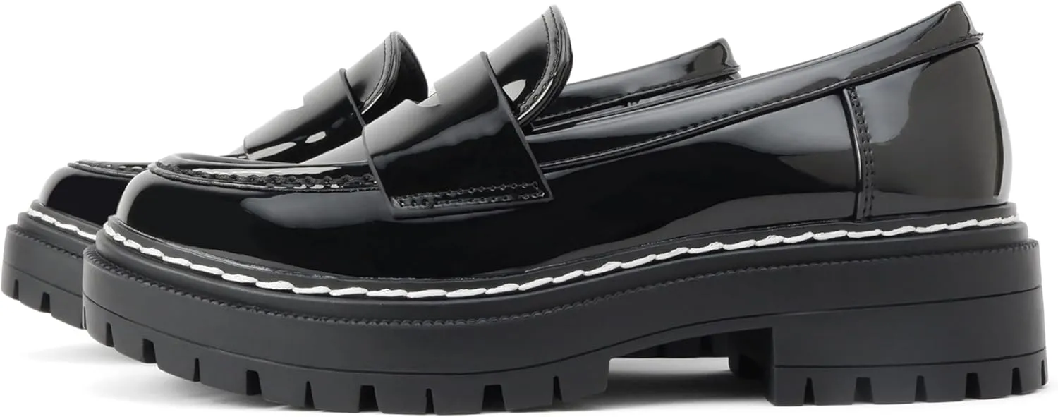Soda “Soho” ~ Women Slip On Platform Heel Lug Sole Penny Loafer