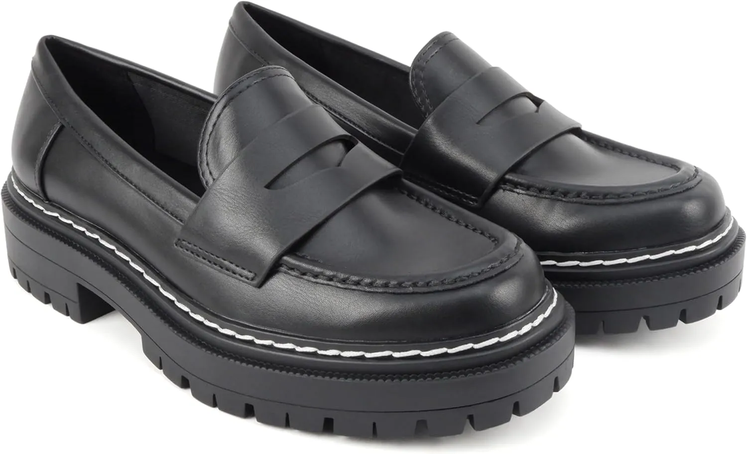 Soda “Soho” ~ Women Slip On Platform Heel Lug Sole Penny Loafer