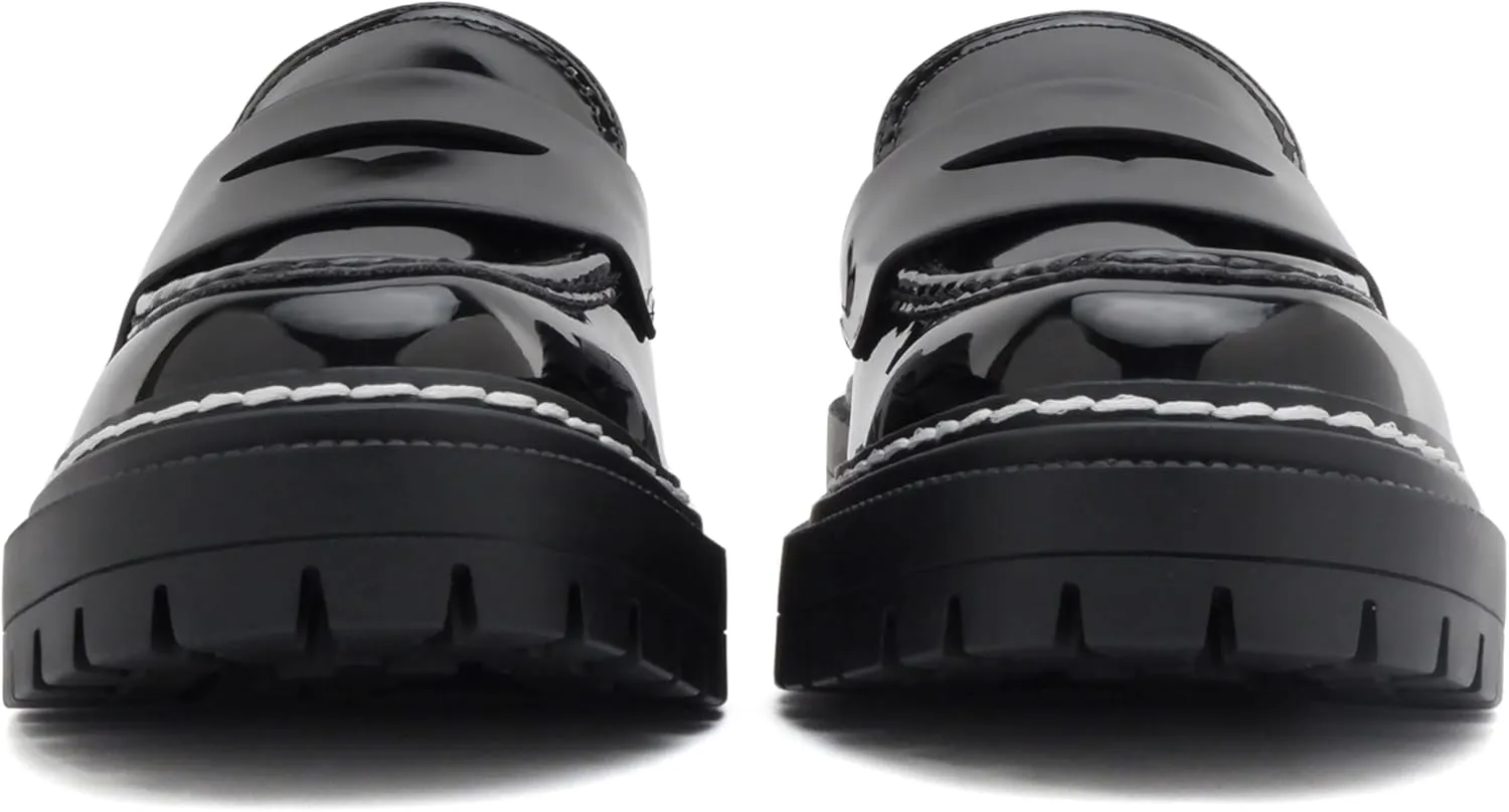 Soda “Soho” ~ Women Slip On Platform Heel Lug Sole Penny Loafer