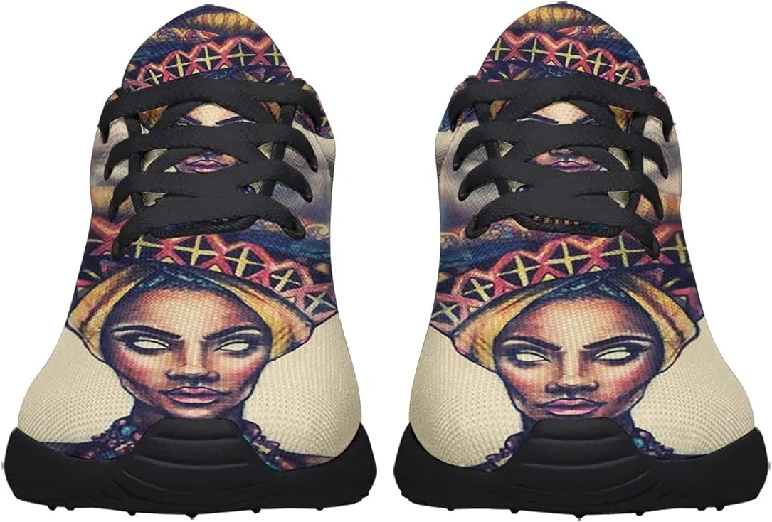 Sonzj-II Womens Mens Tennis Shoes,Athletic Fashion African Woman Drawing Cool Sneaker for Girl,Boy,Gym,Walking,Hiking,Jogging,Running,Travel and More