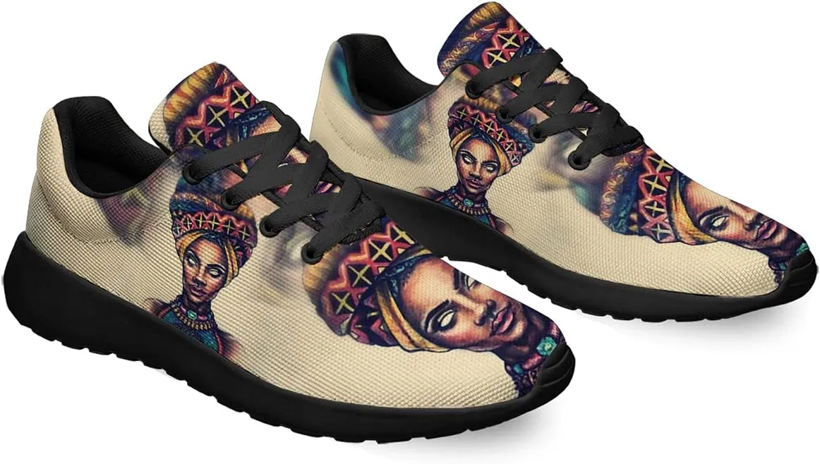 Sonzj-II Womens Mens Tennis Shoes,Athletic Fashion African Woman Drawing Cool Sneaker for Girl,Boy,Gym,Walking,Hiking,Jogging,Running,Travel and More