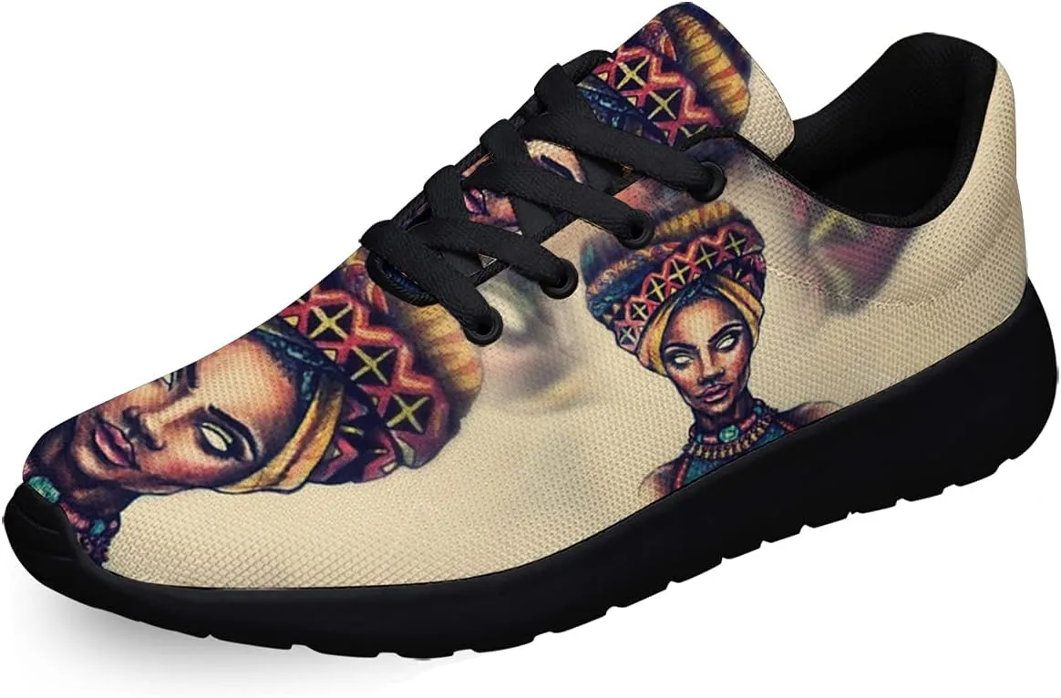 Sonzj-II Womens Mens Tennis Shoes,Athletic Fashion African Woman Drawing Cool Sneaker for Girl,Boy,Gym,Walking,Hiking,Jogging,Running,Travel and More