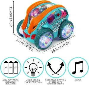 Speedlite Dynamic Gear-Powered Car with Led Lights, Children's Transparent Luminous Toy Car, Bump and Go Toy Cars with Colorful Moving Gears,Suitable for Children Aged 1-3 Years (1)