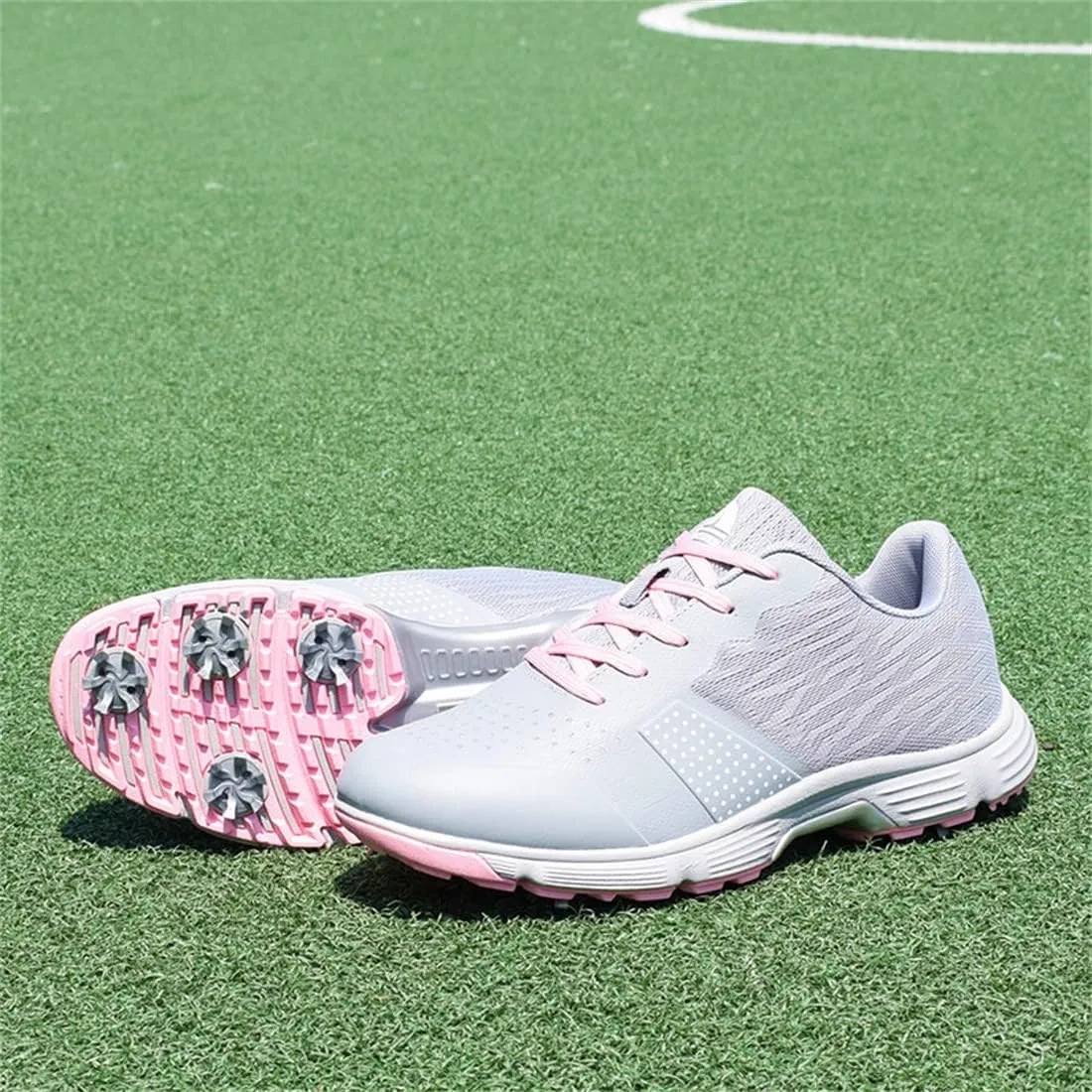 Spiked Golf Shoes for Ladies, Waterproof Walking Sneakers 7 Spikes Golf Trainers Lightweight Comfortable Golf Sport Shoes