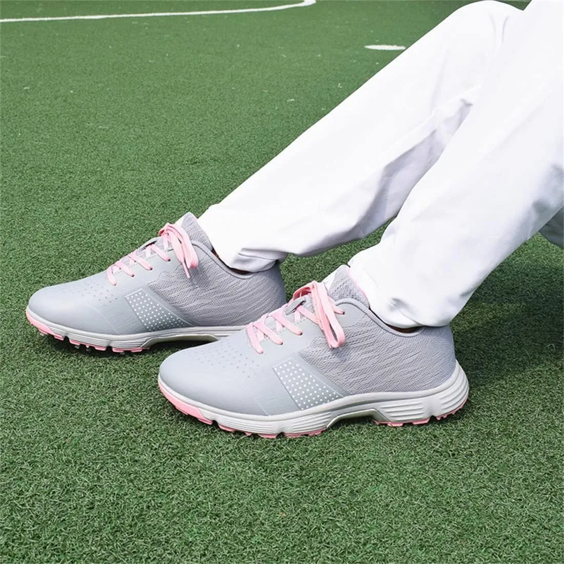 Spiked Golf Shoes for Ladies, Waterproof Walking Sneakers 7 Spikes Golf Trainers Lightweight Comfortable Golf Sport Shoes