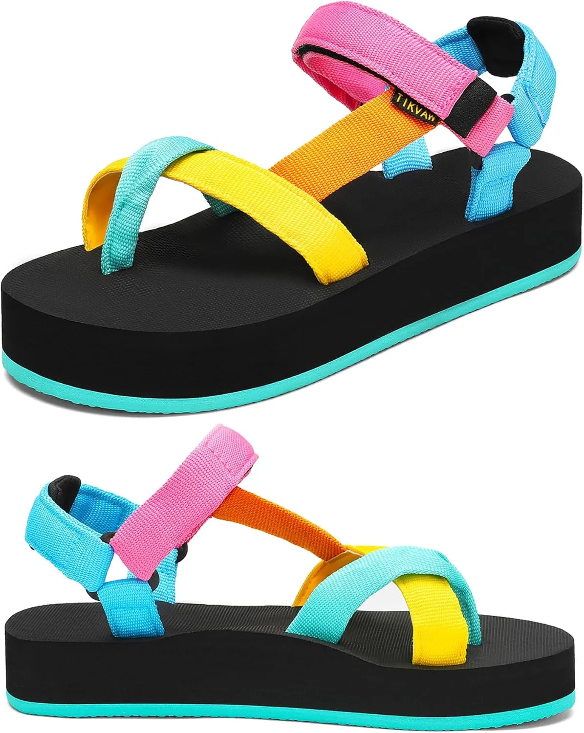 Sport Walking Water Sandals for Women with Arch Support & Adjustable Straps Platform Sandals Women Height Increase