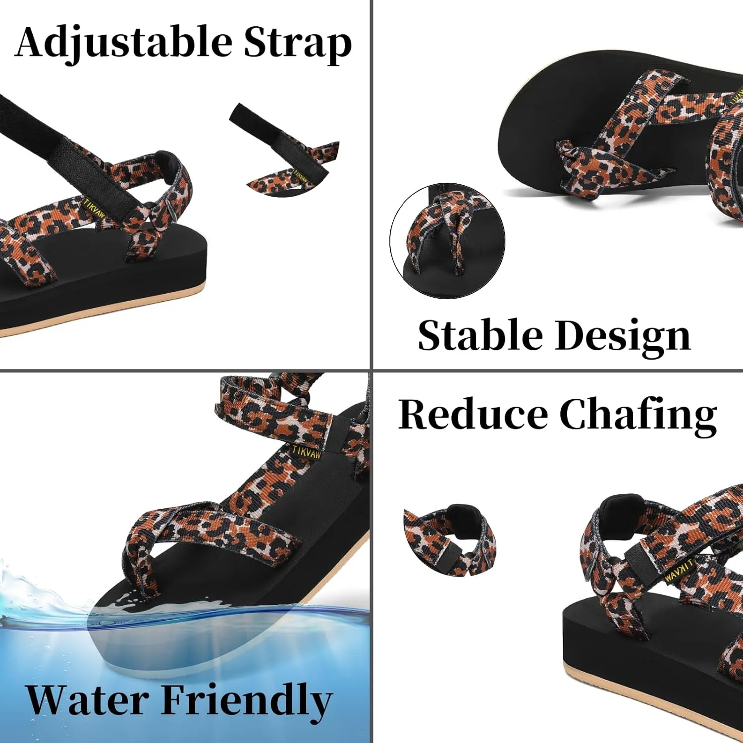 Sport Walking Water Sandals for Women with Arch Support & Adjustable Straps Platform Sandals Women Height Increase