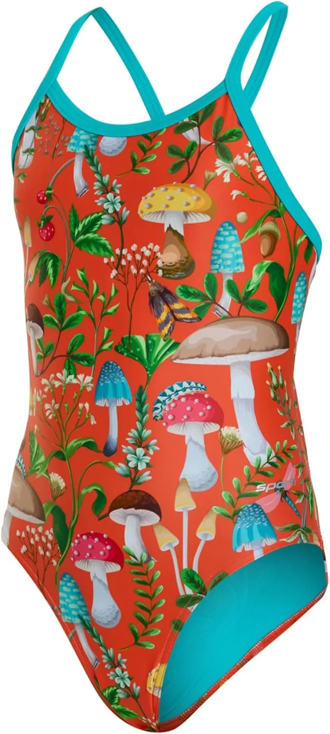 Sporti Thin Strap Girls' Athletic One-Piece Swimsuit – Multi Color Competitive Bathing Suit Swimwear for Youth Swimmers
