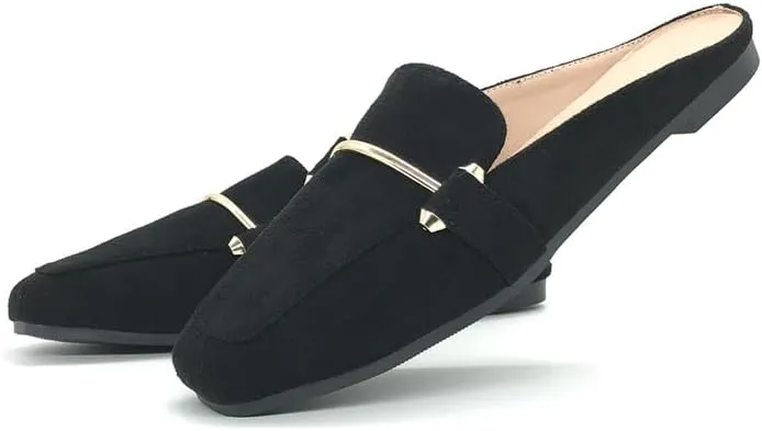Starella Mules for Women Flats Slip On Loafers Open Back Shoes Buckle Mules