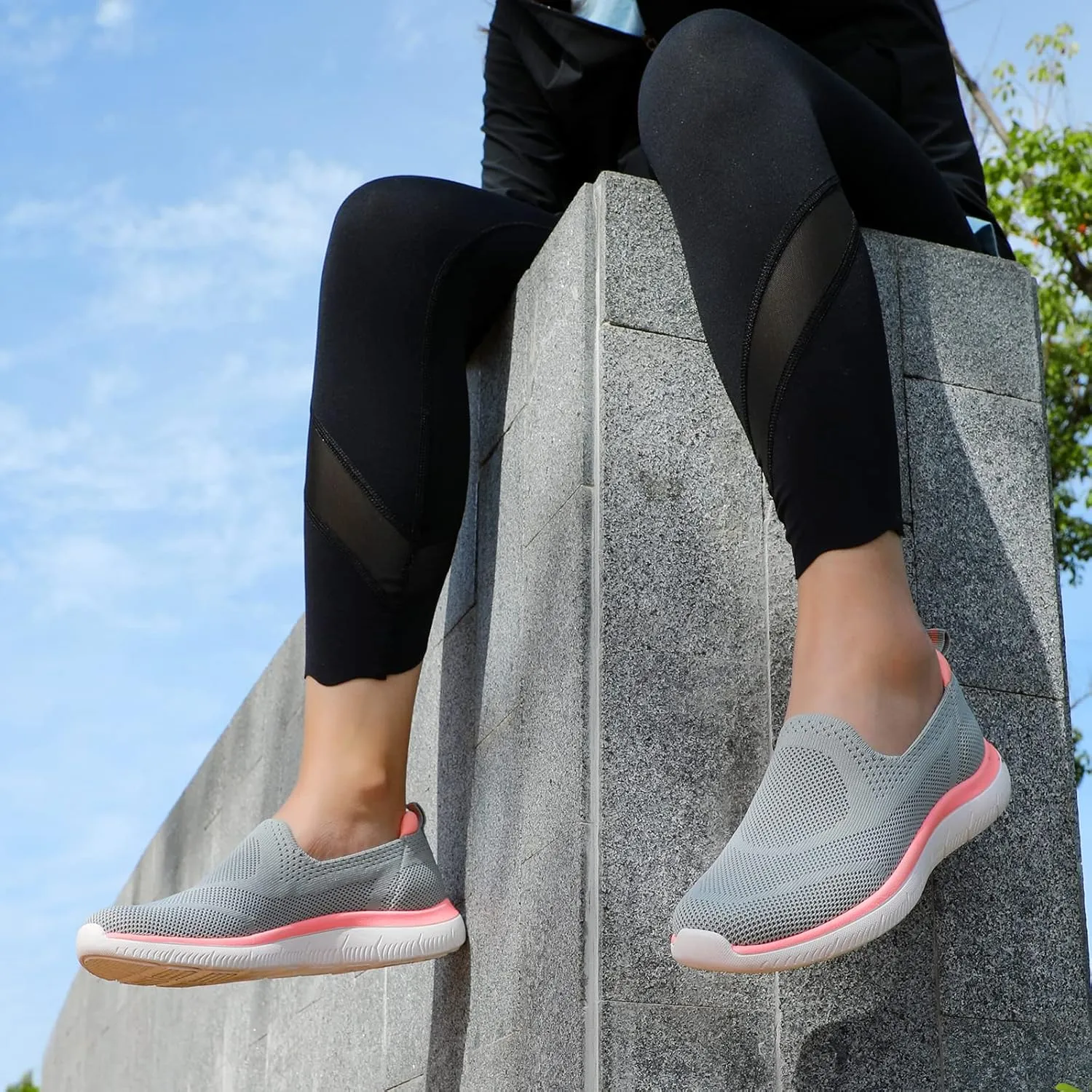 STQ Slip On Sneakers for Women Lightweight Walking Shoes Comfortable Breathable Mesh with Arch Suuport