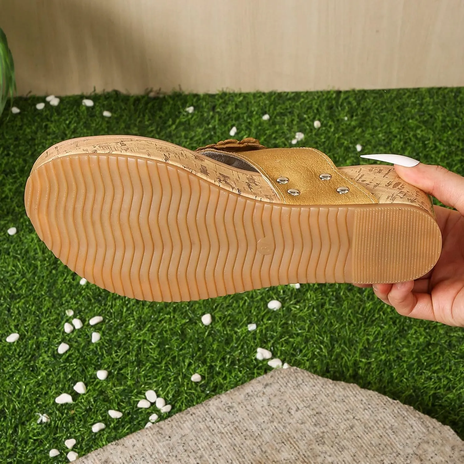 SuanlaTDS Summer Sandals For Women Wedge Flip Flops 2025 Platform Slingback Pearls Flower Thong Open Toe Slip-on Dressy Daily Wear High Heels Comfortable Slides Sandal for Party Prom Formal