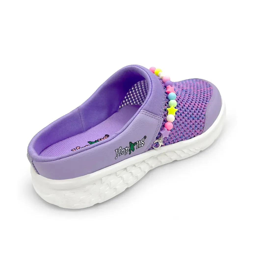 Summer Breeze Girls Cottton Candy Purple Detachable Friendship Bracelet Slip-On Mule