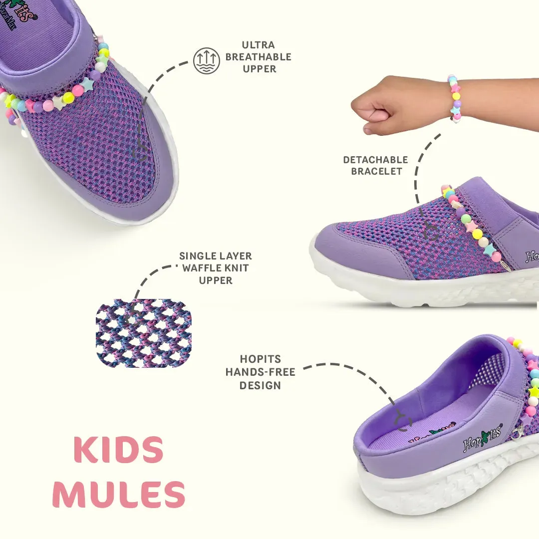 Summer Breeze Girls Cottton Candy Purple Detachable Friendship Bracelet Slip-On Mule