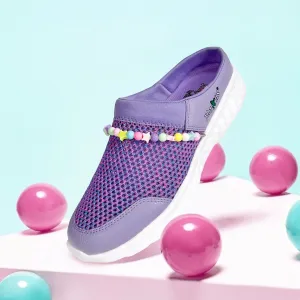 Summer Breeze Girls Cottton Candy Purple Detachable Friendship Bracelet Slip-On Mule