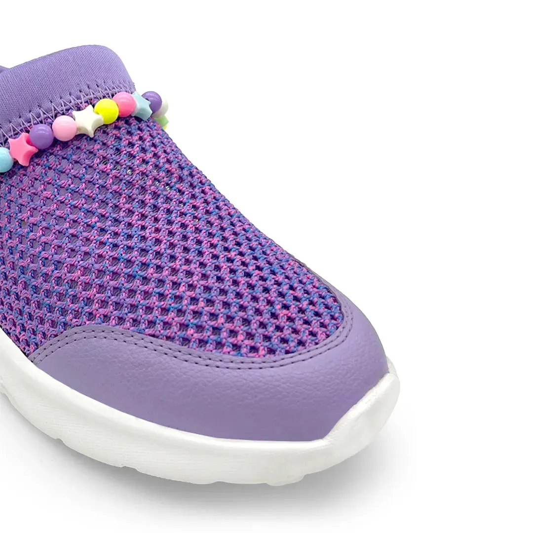 Summer Breeze Girls Cottton Candy Purple Detachable Friendship Bracelet Slip-On Mule