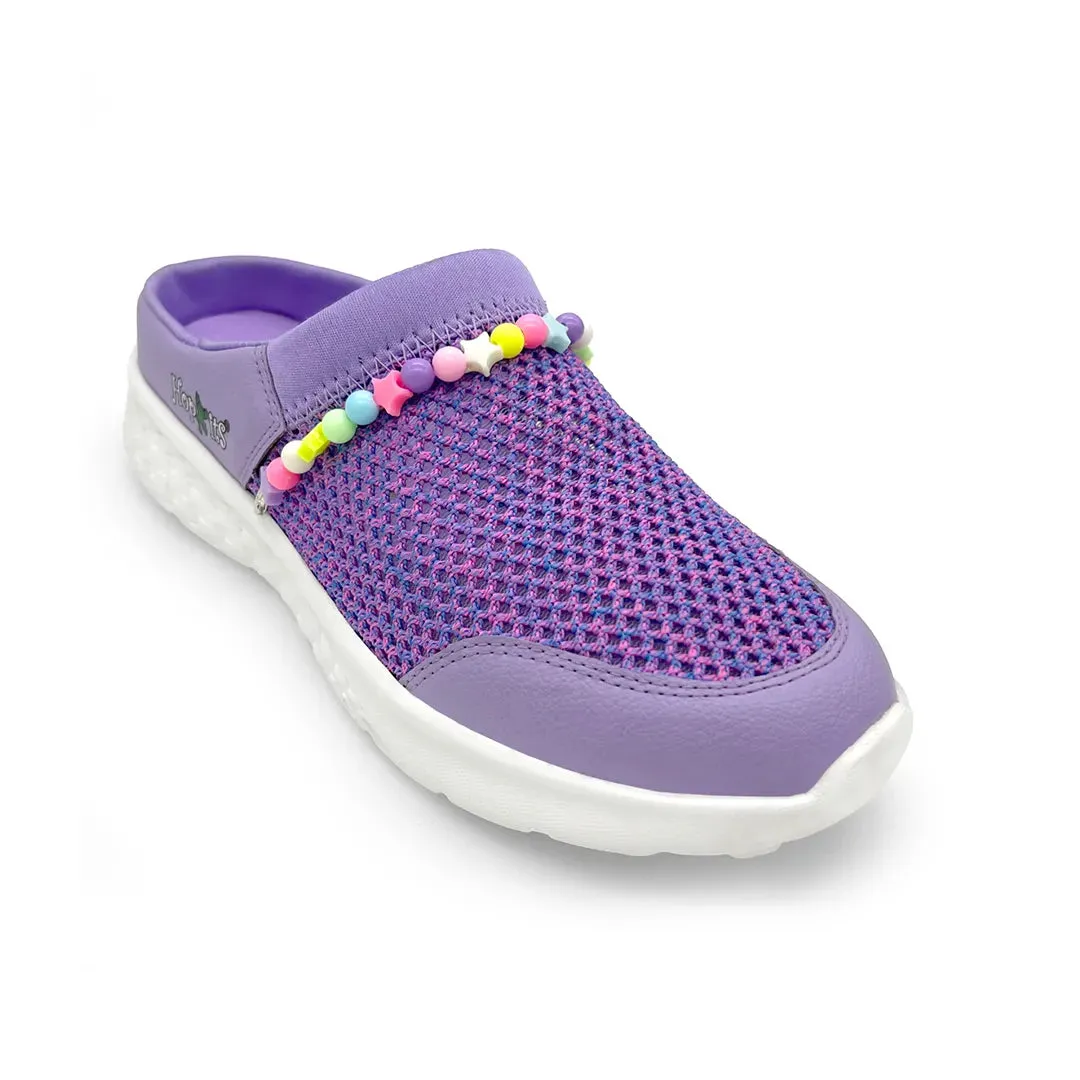 Summer Breeze Girls Cottton Candy Purple Detachable Friendship Bracelet Slip-On Mule