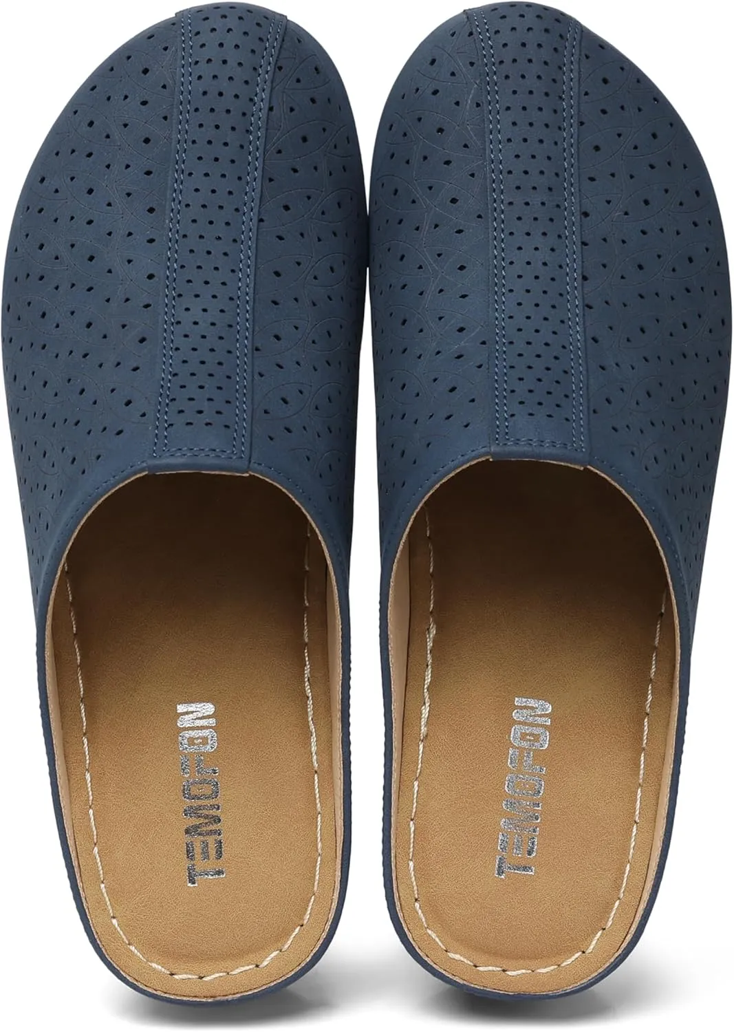 TEMOFON Clogs for Women Mules Slip on: Closed Toe Sandals, Summer Shoes Dressy, Comfortable Walking Wedge Clogs
