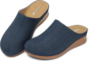 TEMOFON Clogs for Women Mules Slip on: Closed Toe Sandals, Summer Shoes Dressy, Comfortable Walking Wedge Clogs
